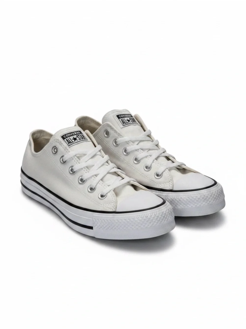 Converse Low Top Sneakers in White with Black Trim